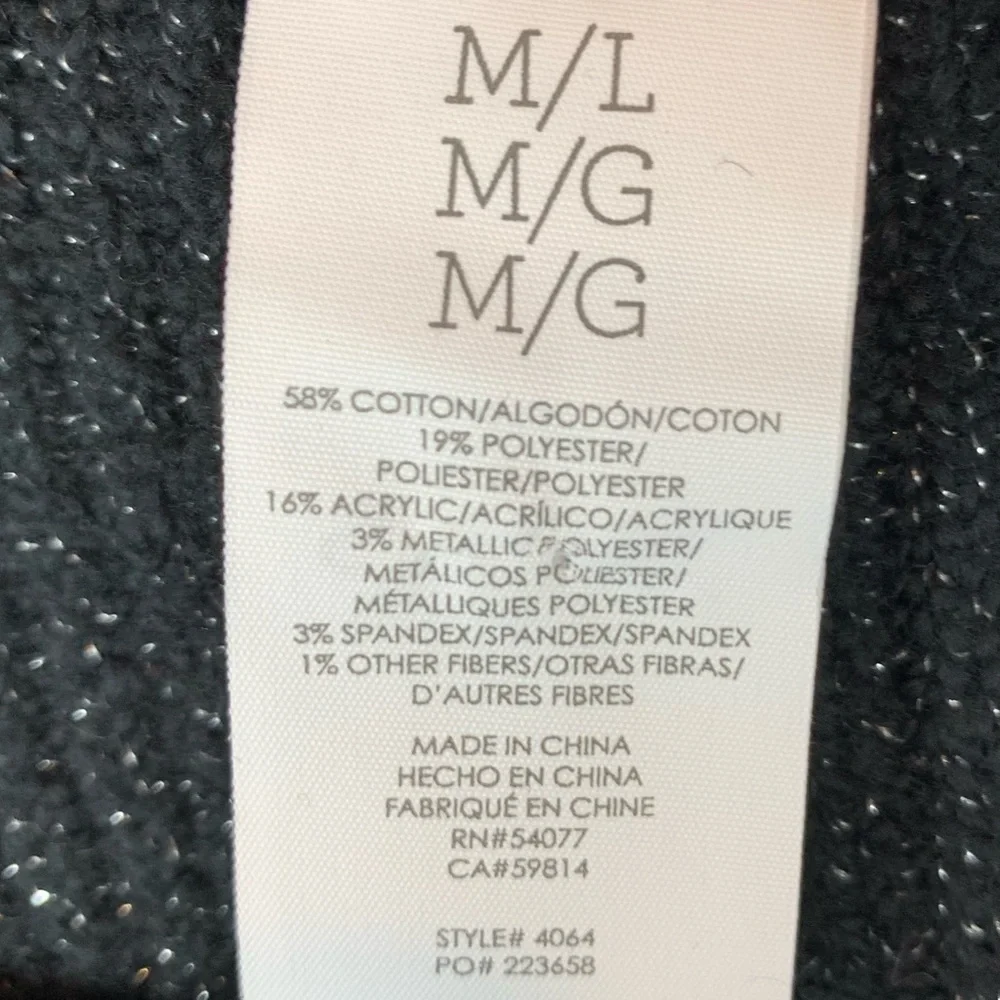 CAbi Luxury Poncho Wrap Cardigan Sweater Black Ribbed Glitter M/ L Style 4064 - Picture 7 of 11